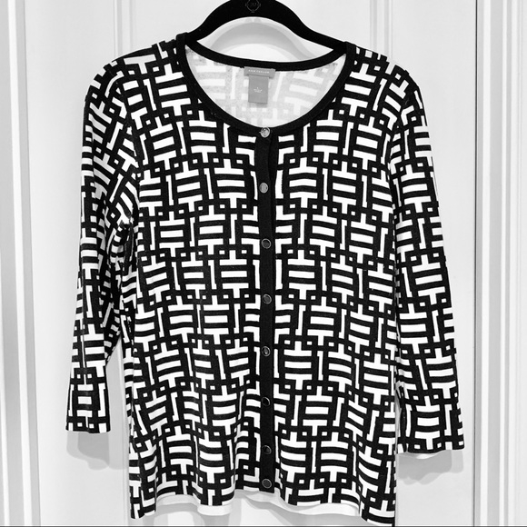 Ann Taylor Sweaters - Ann Taylor Navy & White Geometric Sweater